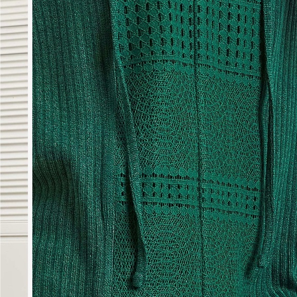 Women’s Suzanne Betro Dark Green Lace-Panel Tie-Neck Curved-Hem Tunic XL - Picture 4 of 4